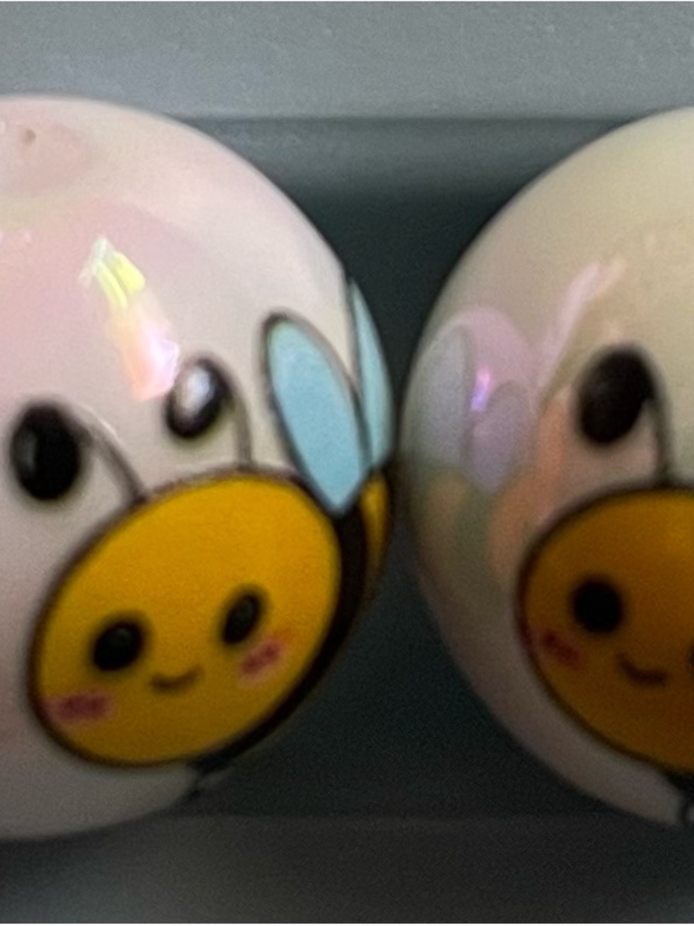 Cute Bee Ceramic Accent Pair - Pink and Yellow